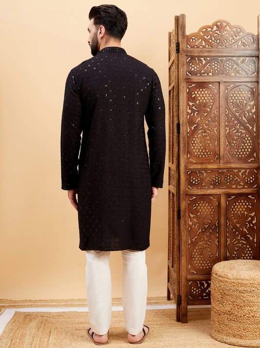 "SWAGG INDIA" Geometric Embroidered Sequinned Straight Kurta