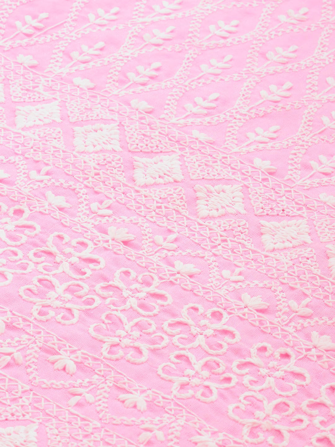Pink Cotton Embroidered Chikankari Kurta