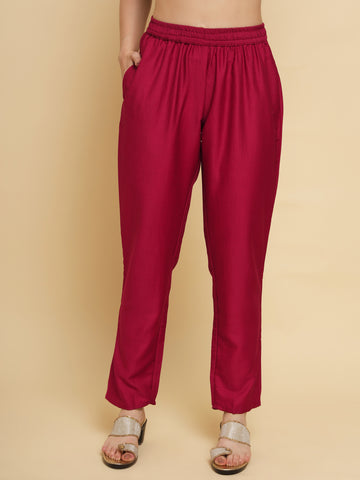 Pink yoke design Kurta with Trousers with dupatta